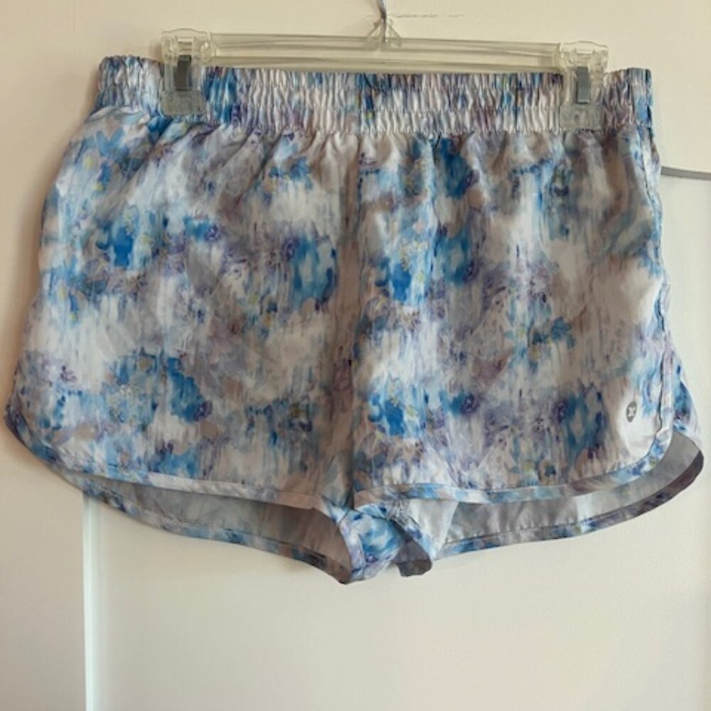 blue, white, purple RBX athletic shorts with built in underwear, size Medium